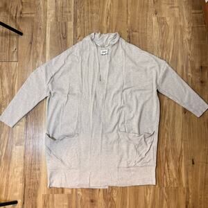 Pact Organic Cotton Beige Airplane Open Front Cardigan Size XS with Pockets